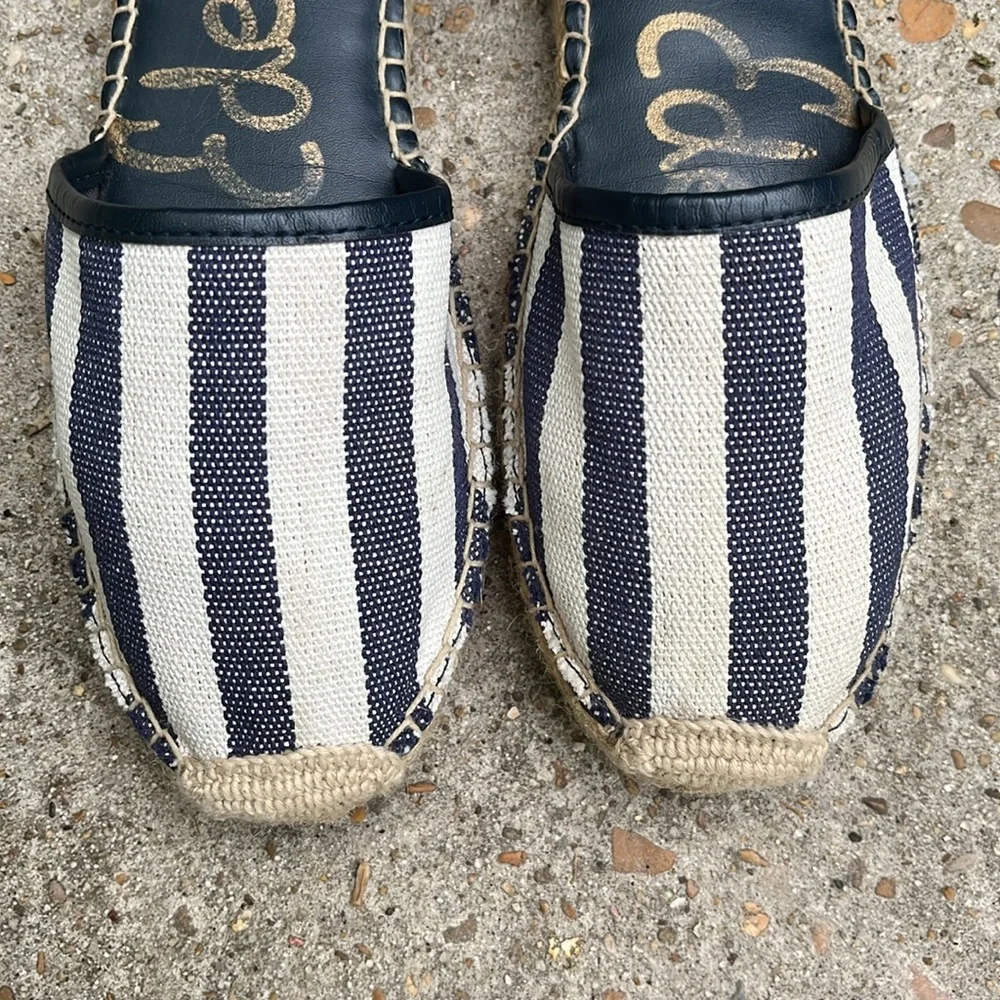 Sam Edelman “Vivian” Striped Espadrille Sandals in Navy and White Sz 6